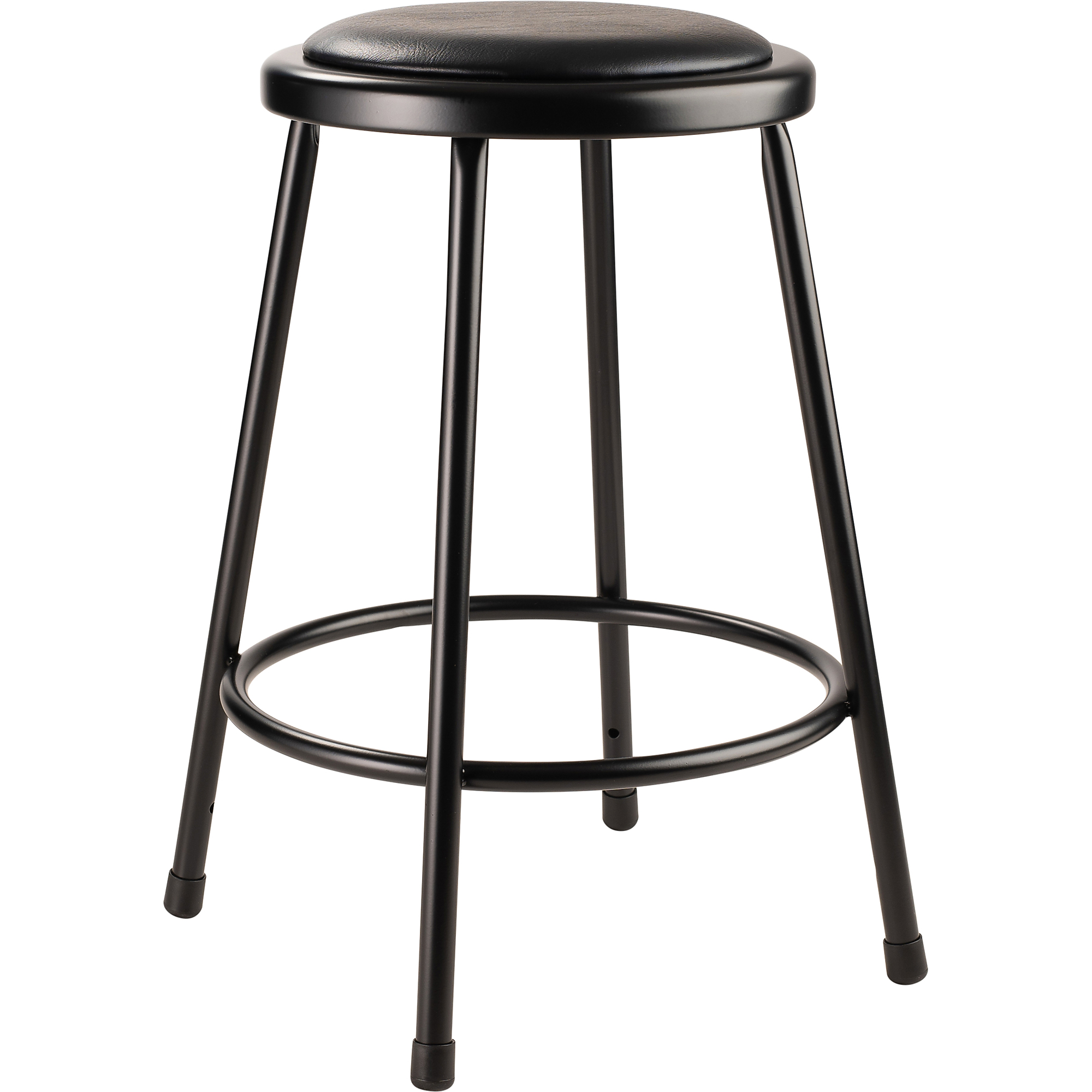 National Public Seating, 24in. Heavy Duty Vinyl Padded Steel Stool, Black, Primary Color Black, Included (qty.) 1, Seating Type Office Stool, Model# 6424-10